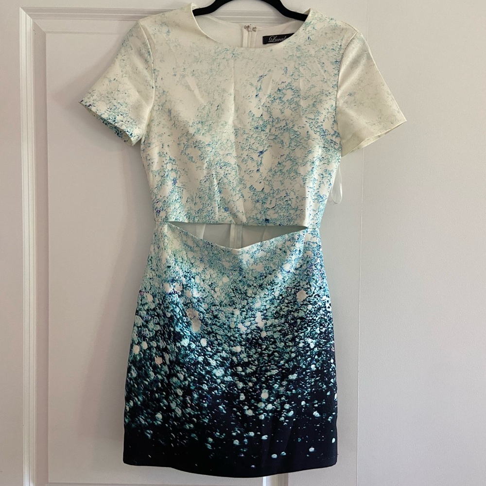 White Blue Mini Dress